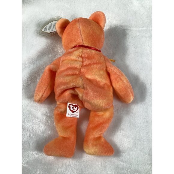 Ty Beanie Babies M.C. Anniversary 3rd Edition Bear 8" Orange Plush Collectible - Picture 3 of 6
